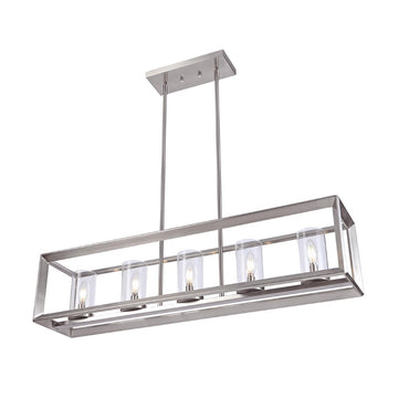 Anna 38.5" Linear Metal/Glass LED Pendant - JONATHAN Y